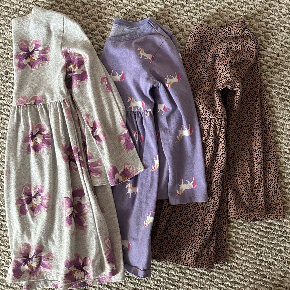 Lot of Printed Long Sleeve Cotton Dresses 4T